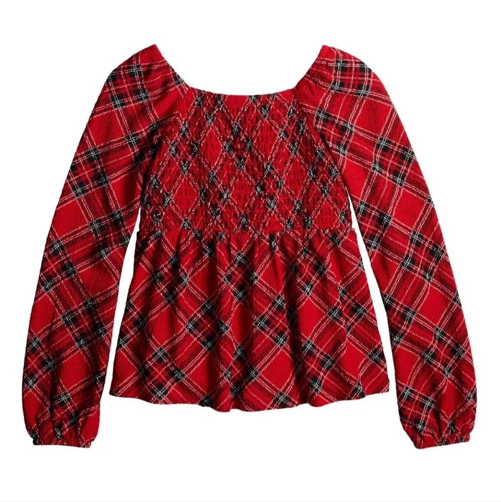 Girl's Plaid Festive Top